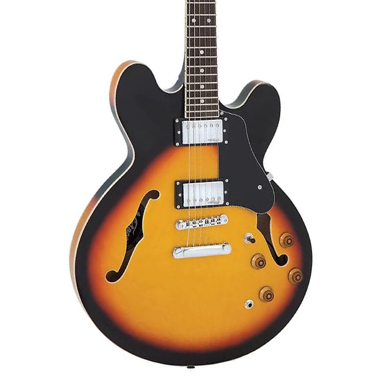 цена Электрогитара Vintage Guitars VSA500 ReIssued Semi-Hollow Electric Guitar - Sunburst
