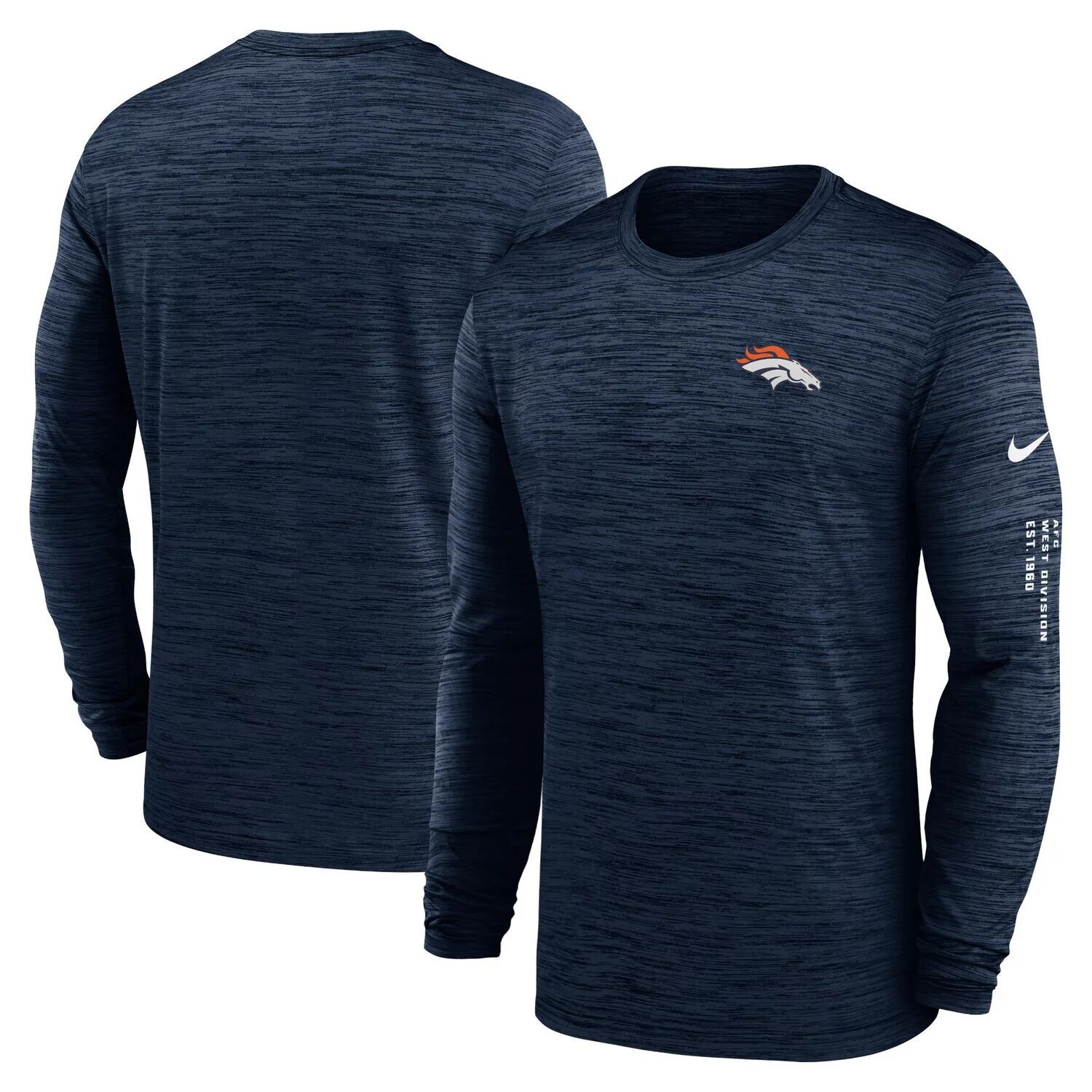 

Мужская темно-синяя футболка с длинным рукавом Denver Broncos Velocity Nike, Синий