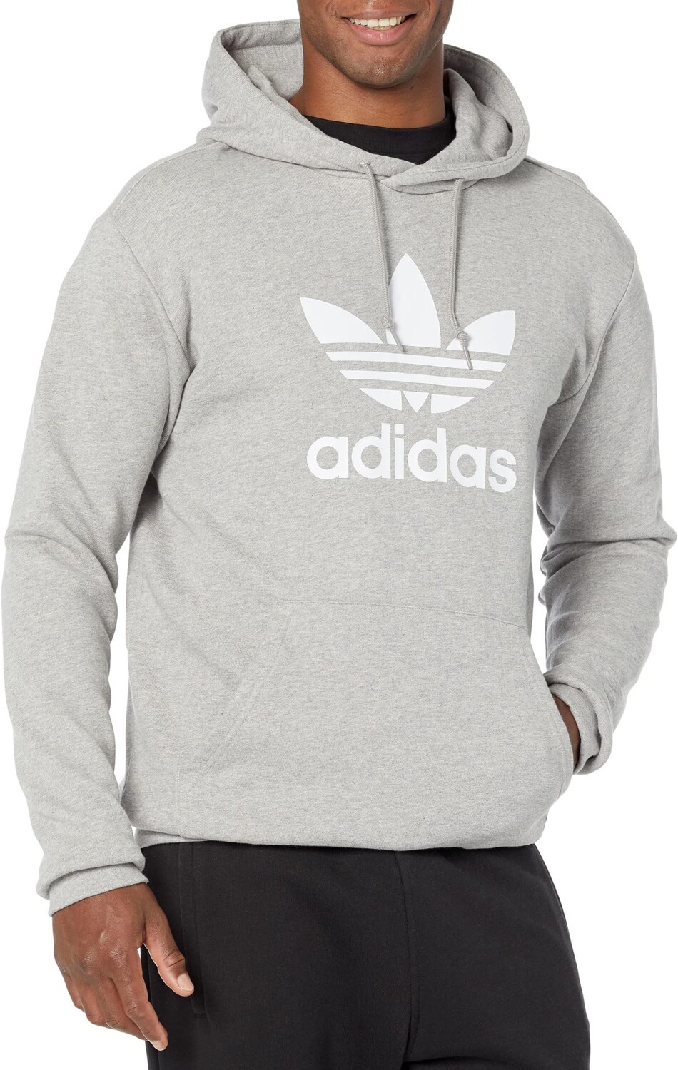

Толстовка с капюшоном и пуловером с изображением трилистника adidas, цвет Medium Grey Heather
