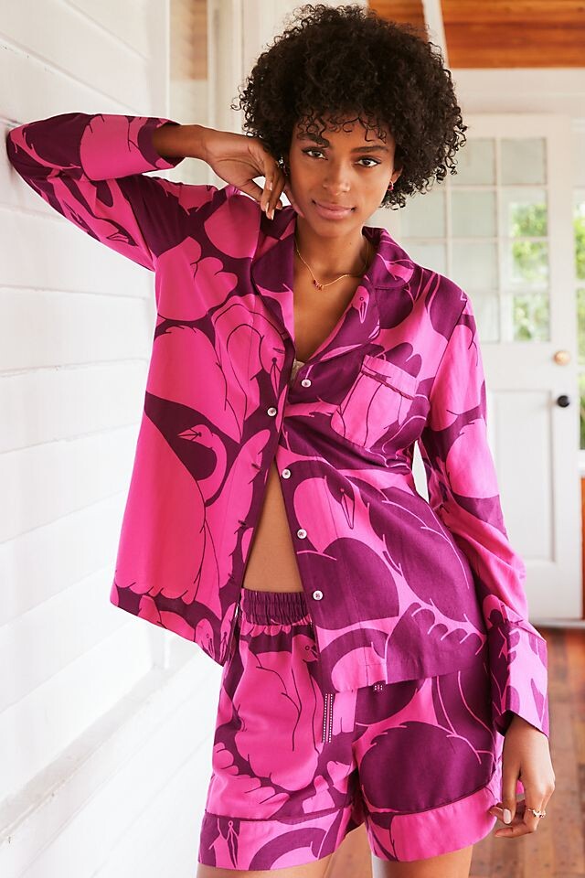 

Пижама фланелевая Anthropologie на пуговицах, розовый