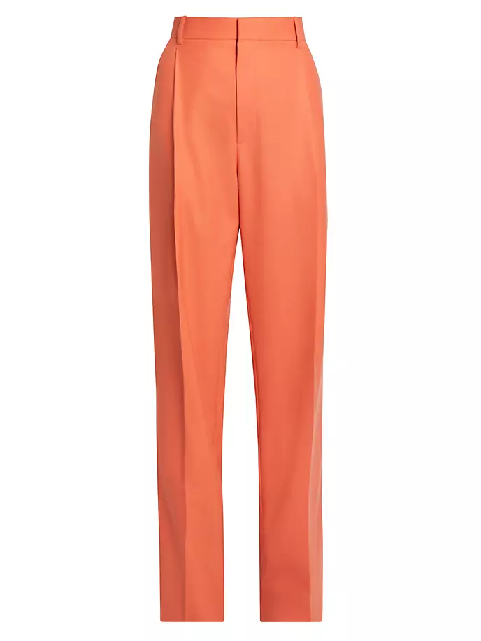 Прямые брюки из смесовой шерсти Victoria Beckham, цвет papaya