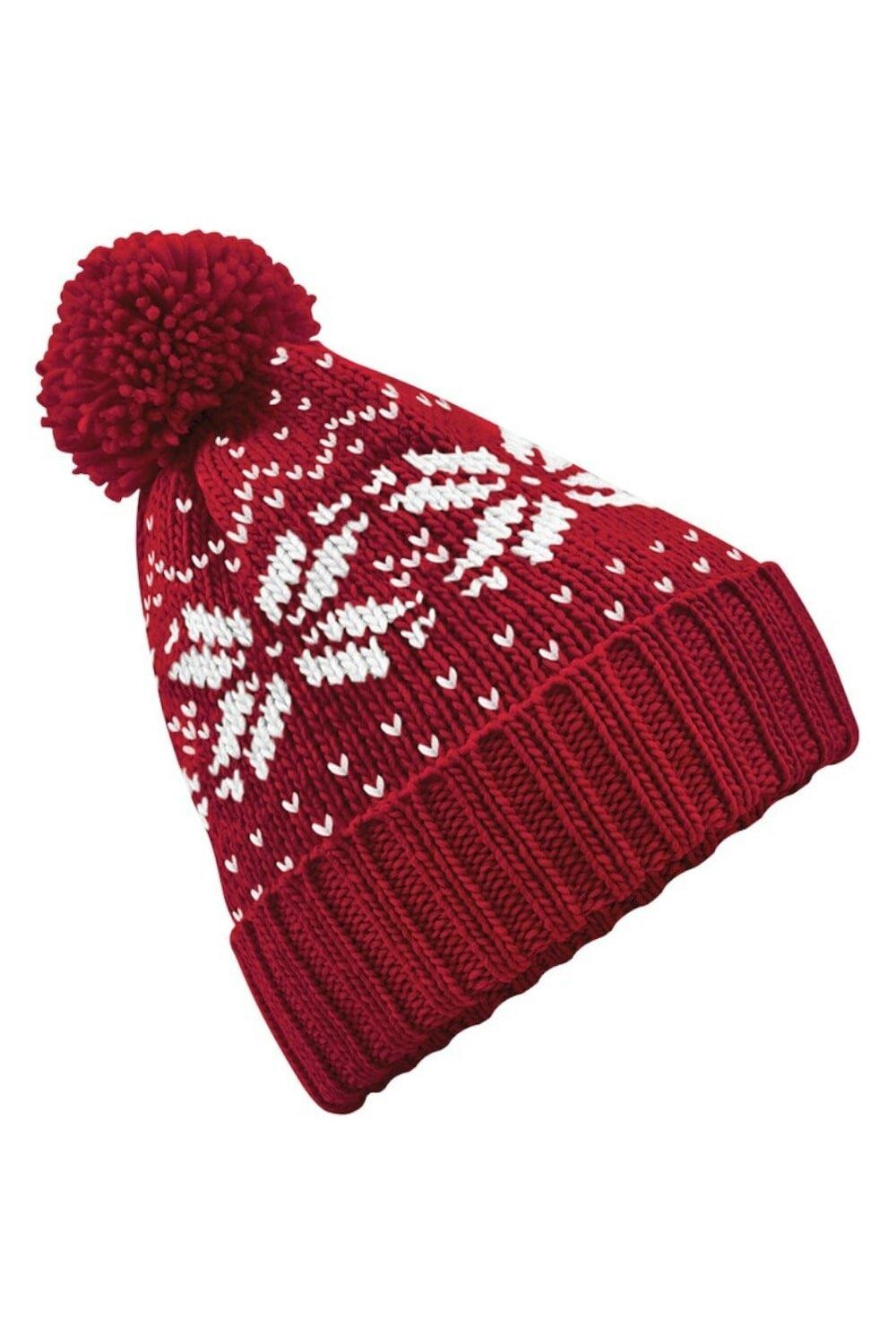 

Зимняя шапка-бини Fair Isle Snowstar Beechfield, красный