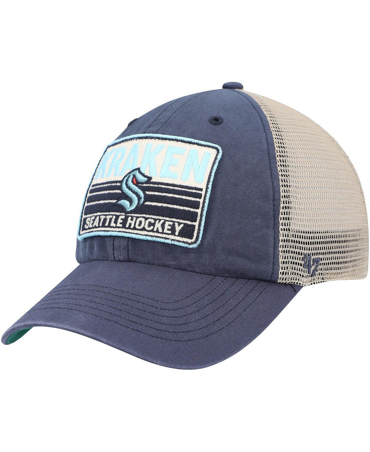 Мужская кепка Snapback, натуральная, темно-синего цвета Seattle Kraken Four Stroke Clean Up '47 Brand