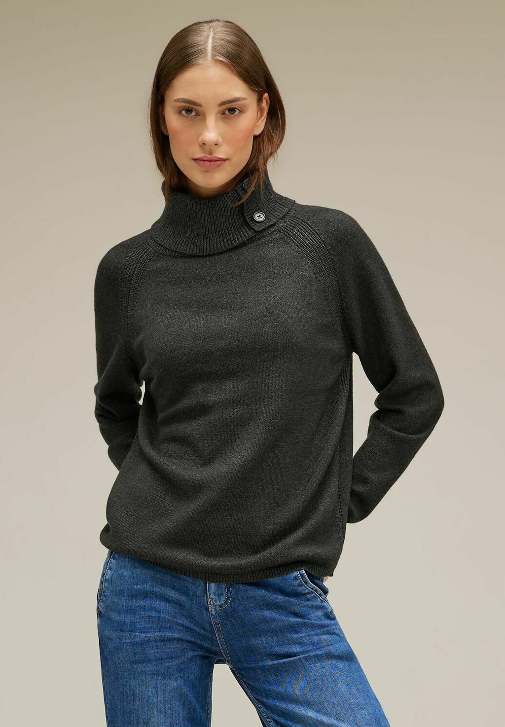 Вязаный свитер MIT ROLLKRAGEN Street One, цвет grau
