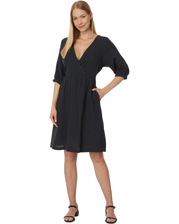 

Платье PACT Coastal Double Gauze Surplice, черный