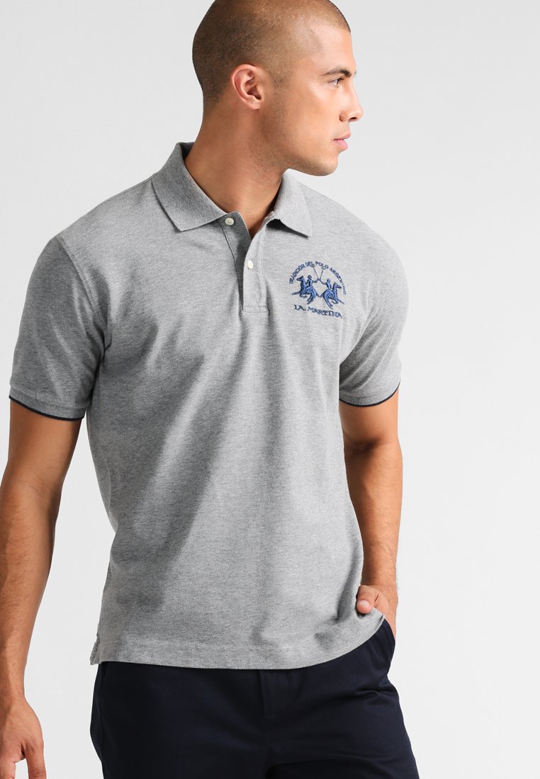 цена Polo Short-Sleeved Polo Shirt La Martina, цвет medium heather grey