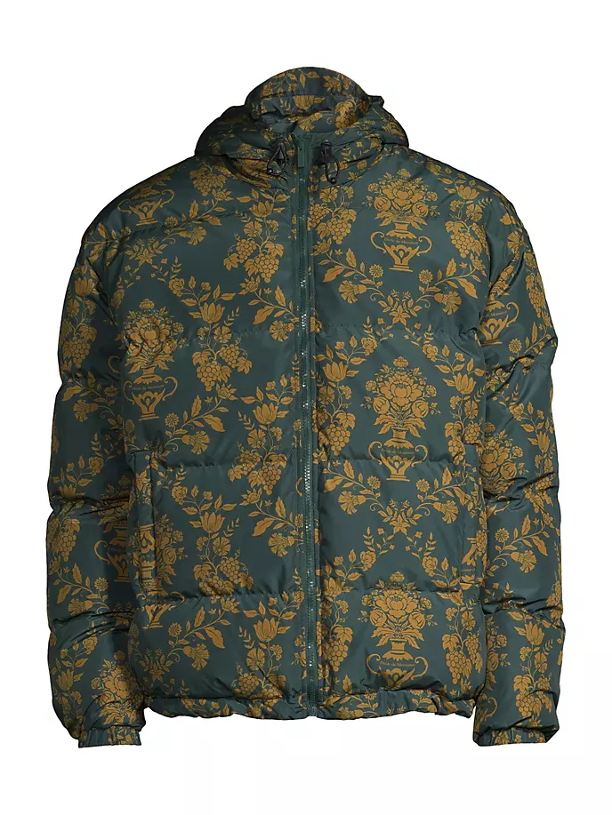 

Пуховик Damas с капюшоном и цветочным принтом Drôle De Monsieur, цвет khaki green
