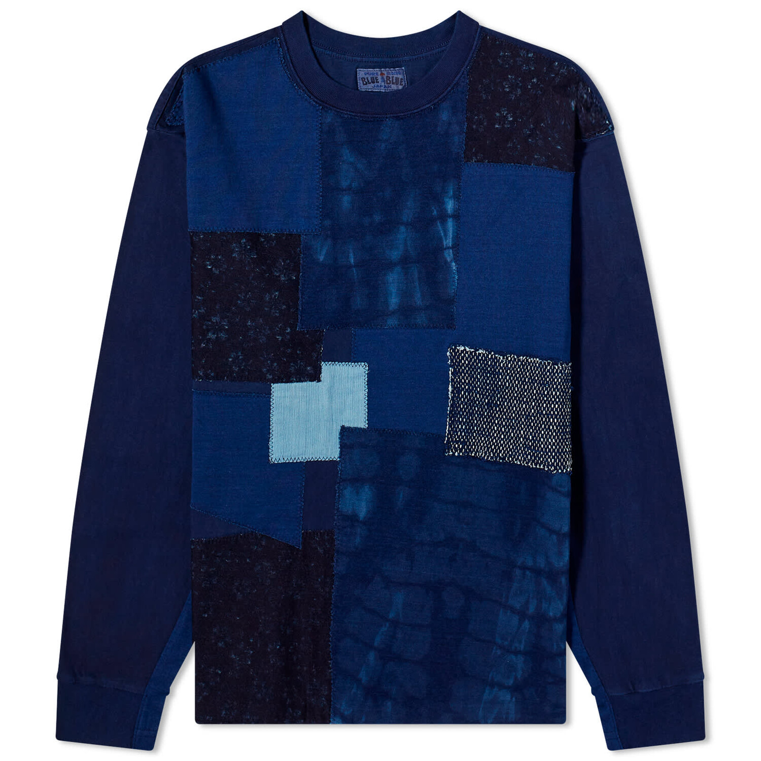 Футболка Blue Blue Japan Patchwork Long Sleeve, индиго моше индиг письма к талье выверить прицел