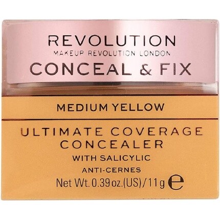 

Makeup Revolution Conceal & Fix Ultimate Coverage Concealer Medium Yellow 11G, Revolution Beauty