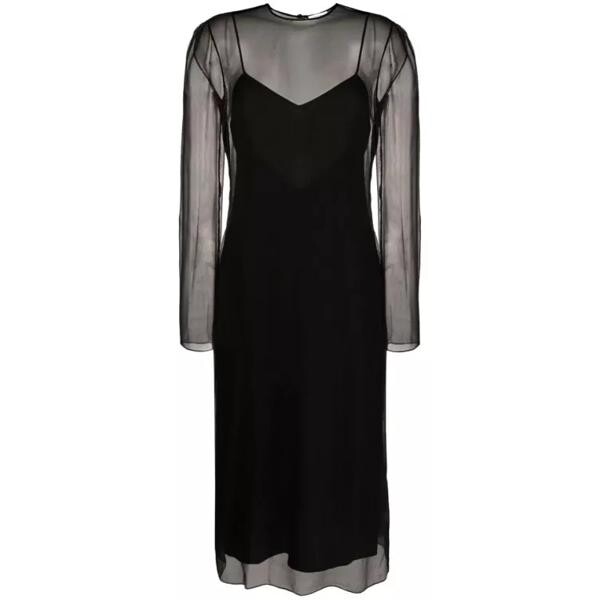 

Платье midi layered silk dress Salvatore Ferragamo, черный