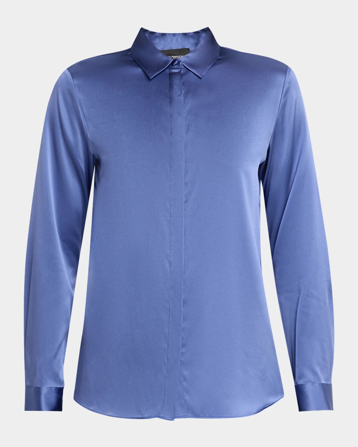 

Блузка из блестящего шелка на пуговицах Emporio Armani, цвет Solid Medium Purple