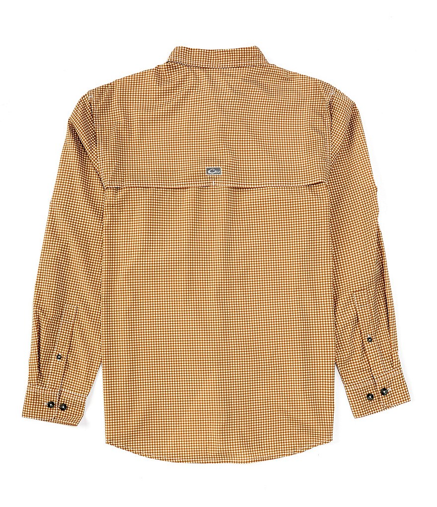 Drake Clothing Co. Performance Stretch Frat Gingham клетчатая рубашка с длинными рукавами, коричневый