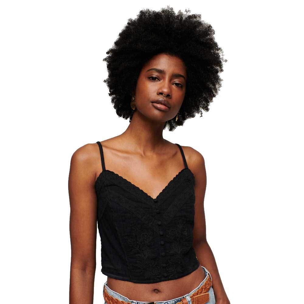 

Короткое платье Superdry Vintage Embroidered Cami Sleeveless, черный