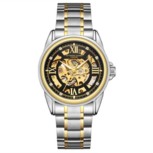 цена Автоматические мужские часы Anthony James ручной сборки со скелетом ограниченной серии, серебро