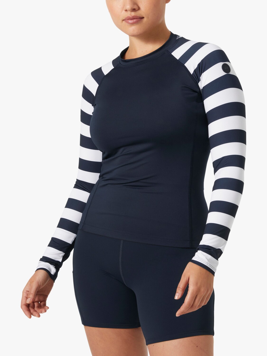 

Helly Hansen UPF 50+ купальник в полоску из переработанных материалов, темно-синий/белый