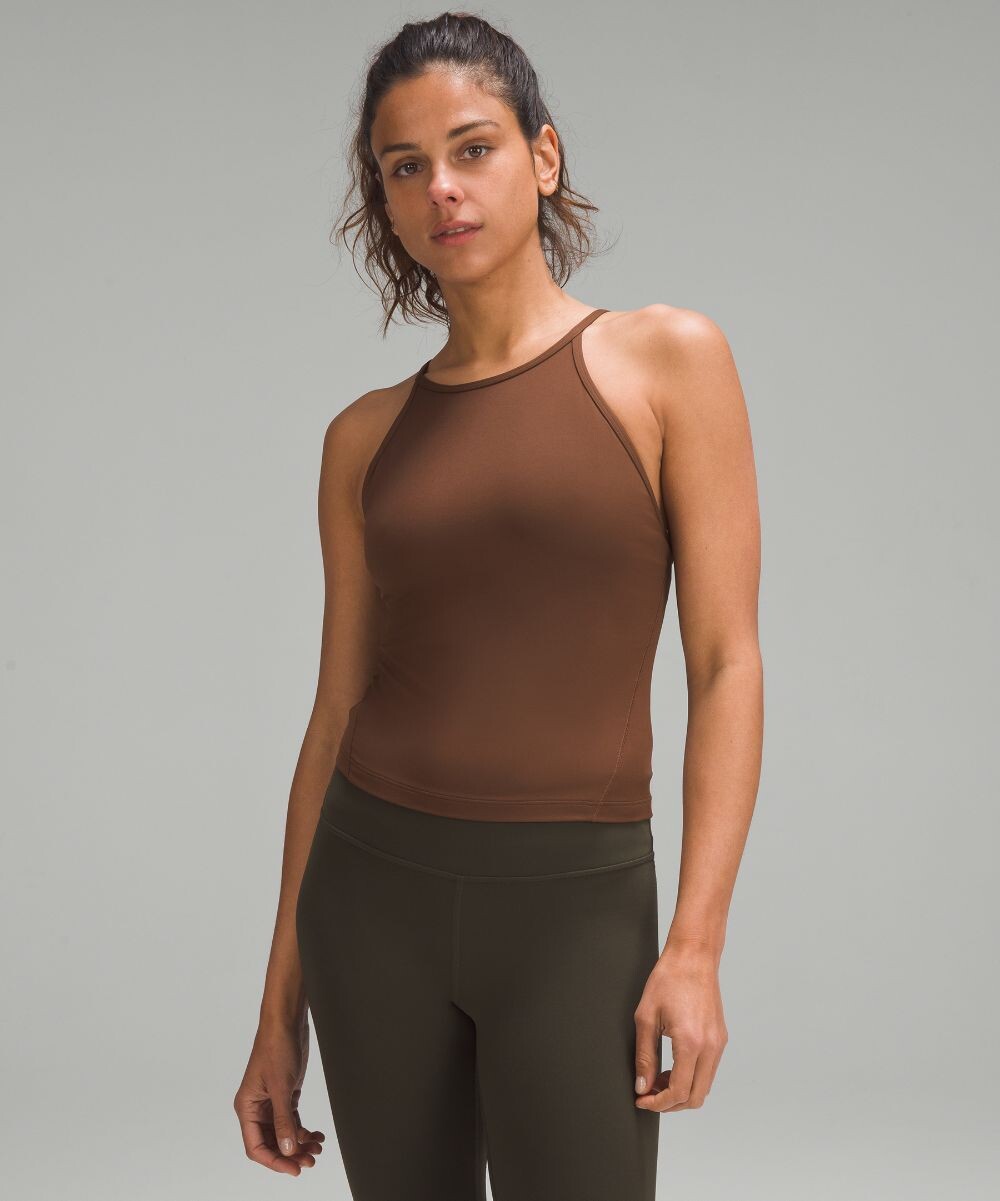 

Легкая майка для йоги с высоким воротником Lululemon, коричневый