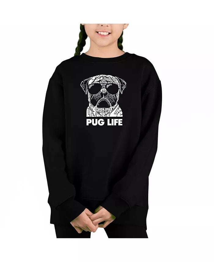 

Pug Life — толстовка с круглым вырезом Big Girl's Word Art La Pop Art, синий