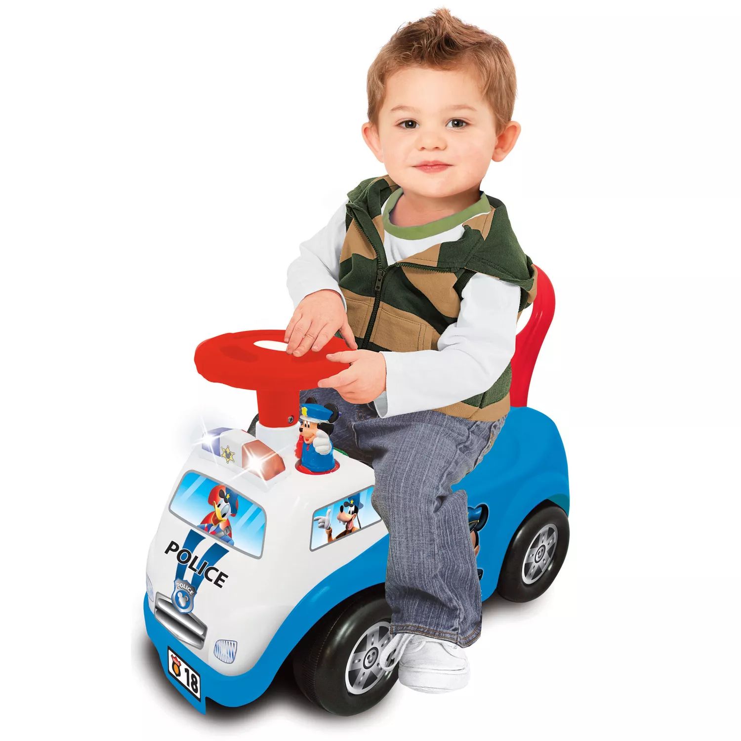 Микки Маус Диснея «Мой первый полицейский автомобиль с Микки» Световой и звуковой ездовой автомобиль от Kiddieland Kiddieland игрушка kiddieland трактор сафари