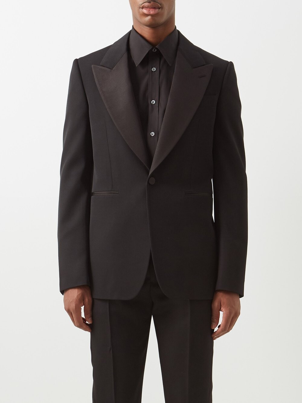 

Однобортный пиджак из шерсти de poudre Alexander McQueen, черный