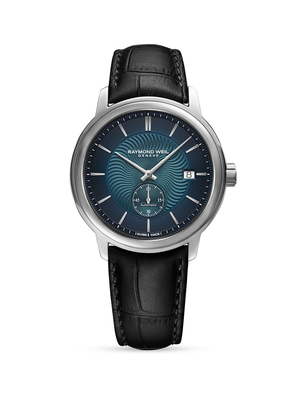 

Часы Maestro из нержавеющей стали и кожи с эффектом аллигатора Raymond Weil, черный