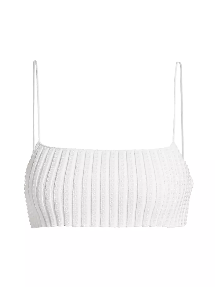 

Бюстгальтер-бандо ребристой вязки с кристаллами Alexander Wang, белый