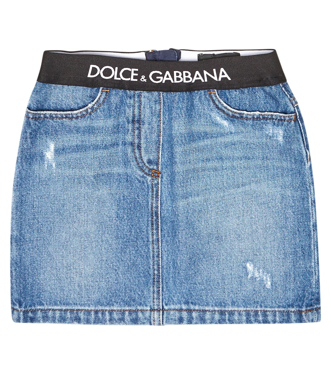 

Джинсовая мини-юбка с логотипом Dolce&Gabbana, синий