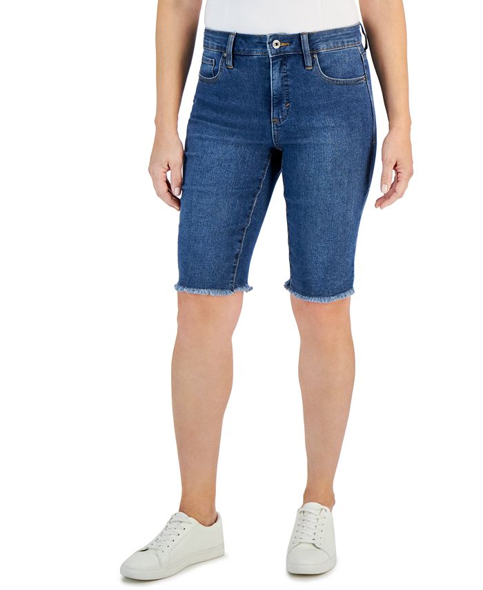 Женские джинсовые шорты-бермуды со средней посадкой и необработанными краями Style & Co, цвет The End