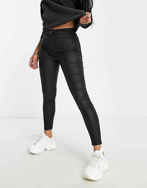 

Черные джинсы с покрытием Topshop Petite Joni