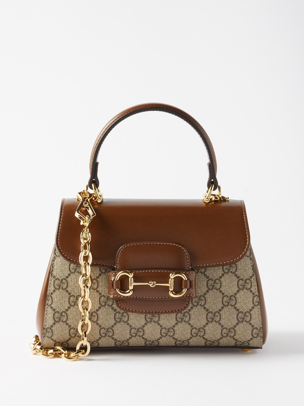 

Мини-сумочка horsebit 1955 из канвы с узором gg Gucci, коричневый