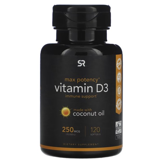 Витамин D3 Sports Research, 120 мягких таблеток