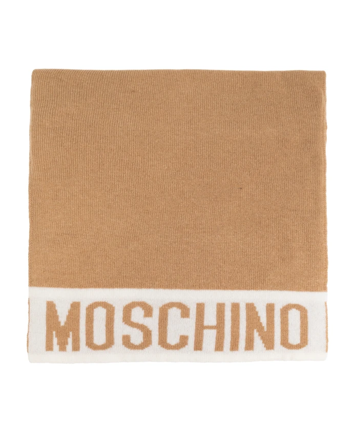 

Шарф с логотипом Moschino, бежевый