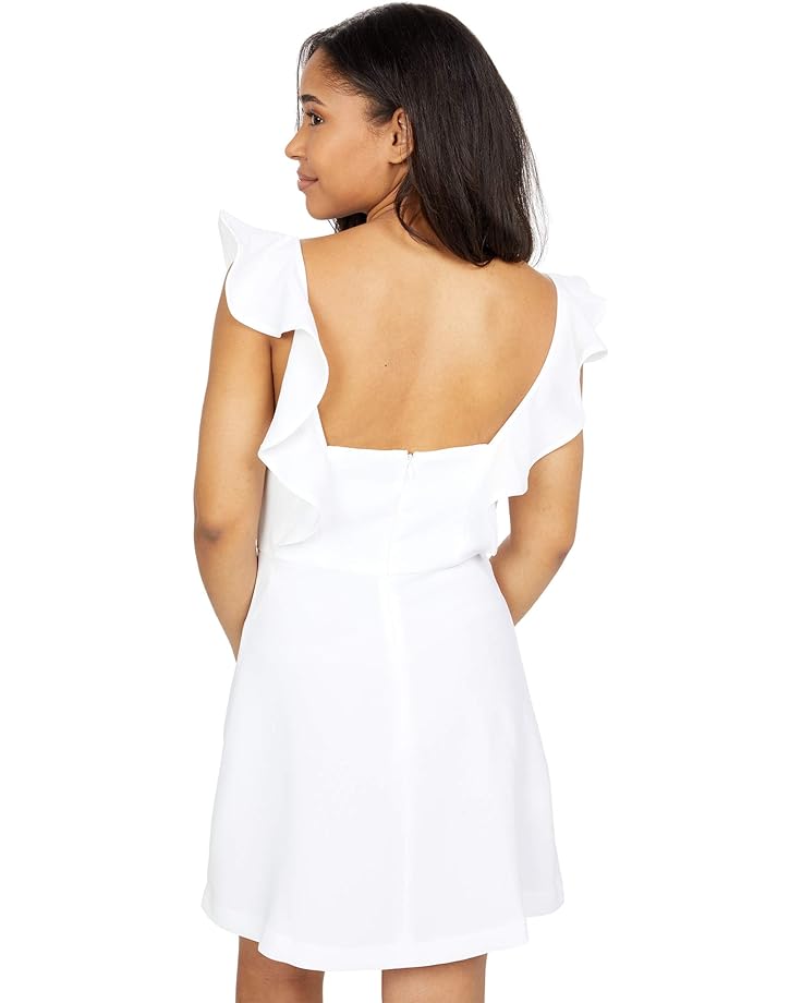 Платье BCBGeneration Ruffle Sleeve Square Neck Woven Dress TGT01D01, белый платье bcbgeneration square neck mesh dot dress