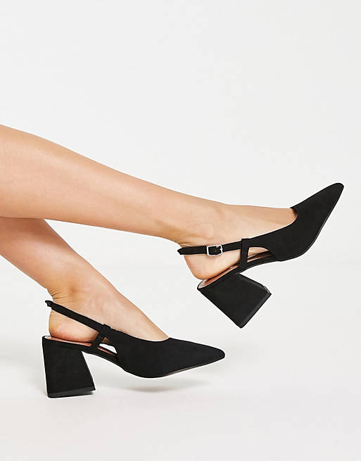 Черные туфли на среднем каблуке с открытой пяткой ASOS DESIGN Sydney черные туфли на каблуке с эластичной пяткой на среднем каблуке toteme