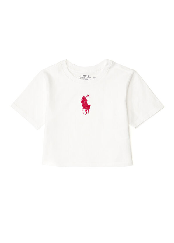 

Белая футболка для девочек с вышитым логотипом Polo Ralph Lauren