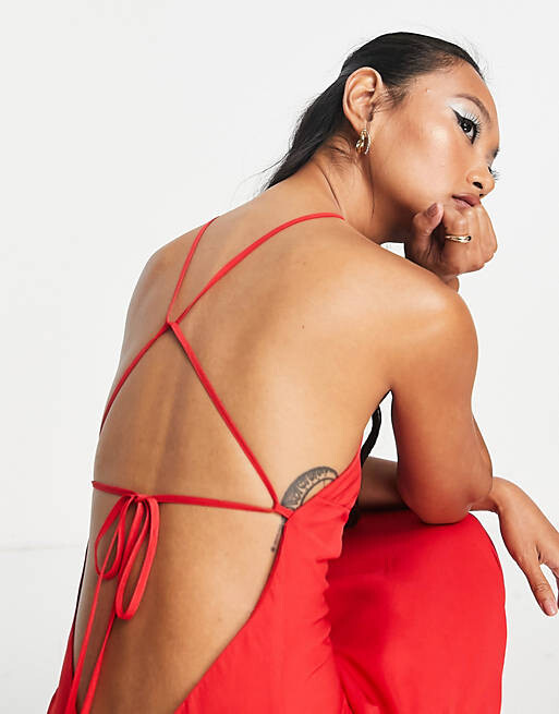 

Красное мягкое платье макси с завышенной талией ASOS DESIGN, Красный