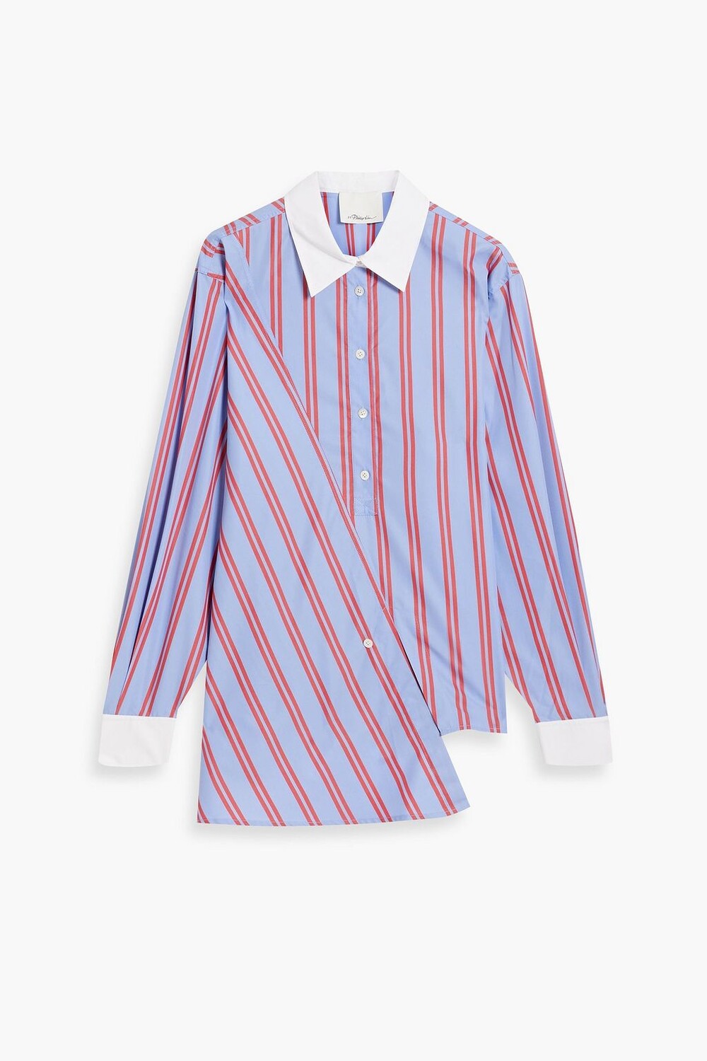 

Рубашка из хлопкового поплина в асимметричную полоску 3.1 PHILLIP LIM, синий