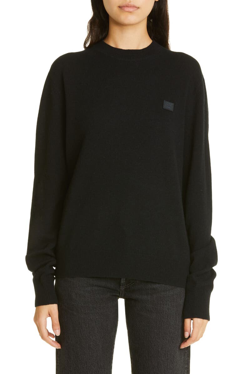 

Шерстяной свитер Kalon с лицевой нашивкой ACNE STUDIOS, черный/черный