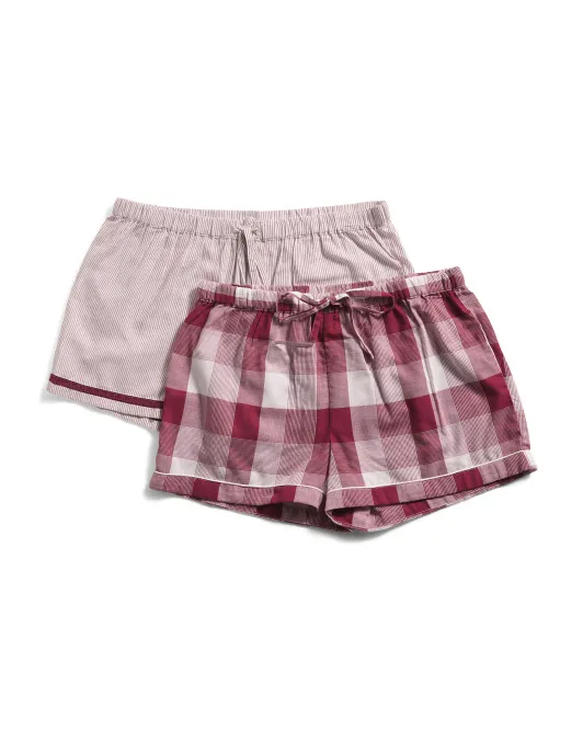 

2 шт. пижамных шорт в полоску и клетку Cynthia Rowley, цвет Cranberry