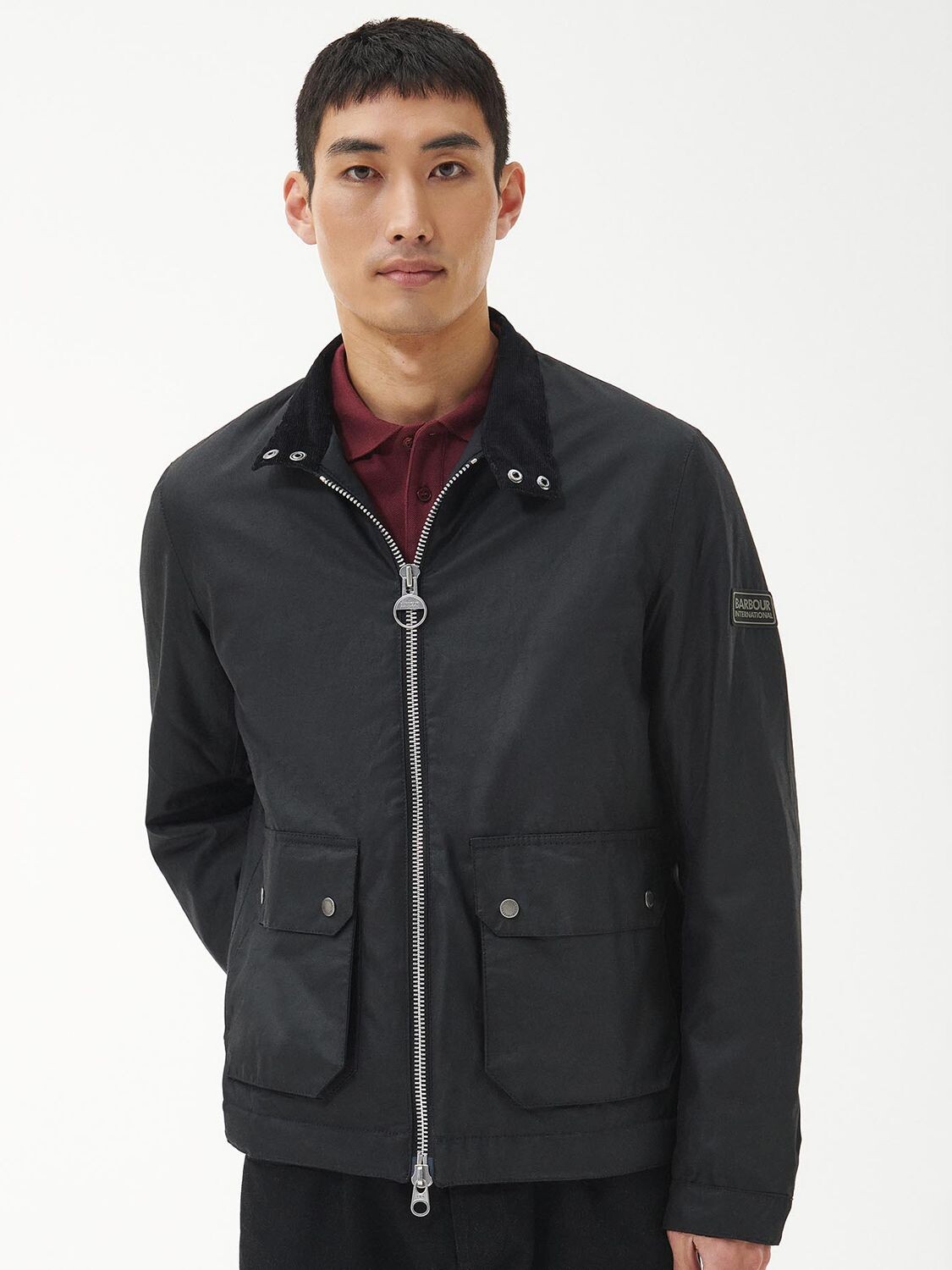 

Вощеная куртка Barbour International Lutron Harrington, черная, Черный