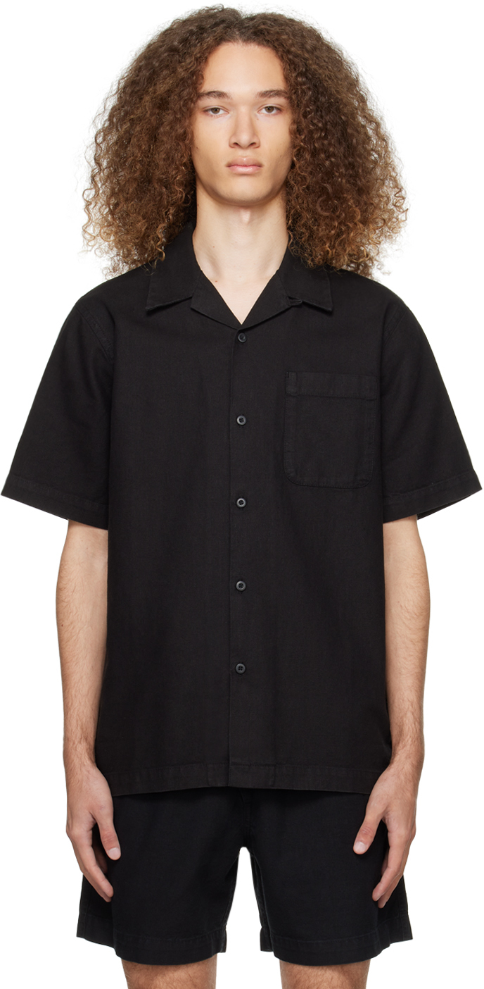 Черная рубашка с открытым воротником Maharishi