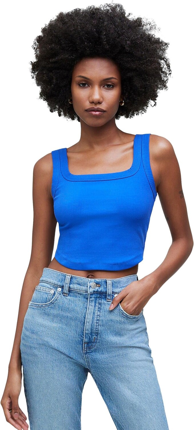

Топ Madewell The Tailored Crop Tank in Sleekhold, цвет Pure Blue
