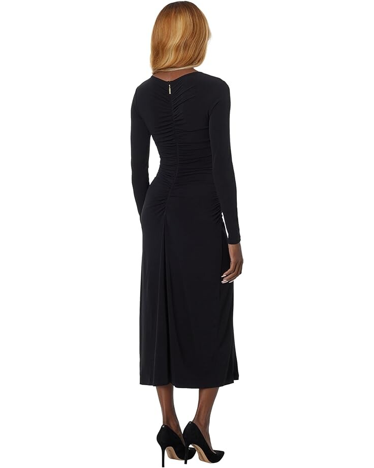 

Платье Michael Kors Long Sleeve Chiffon Ruch Midi Dress, черный