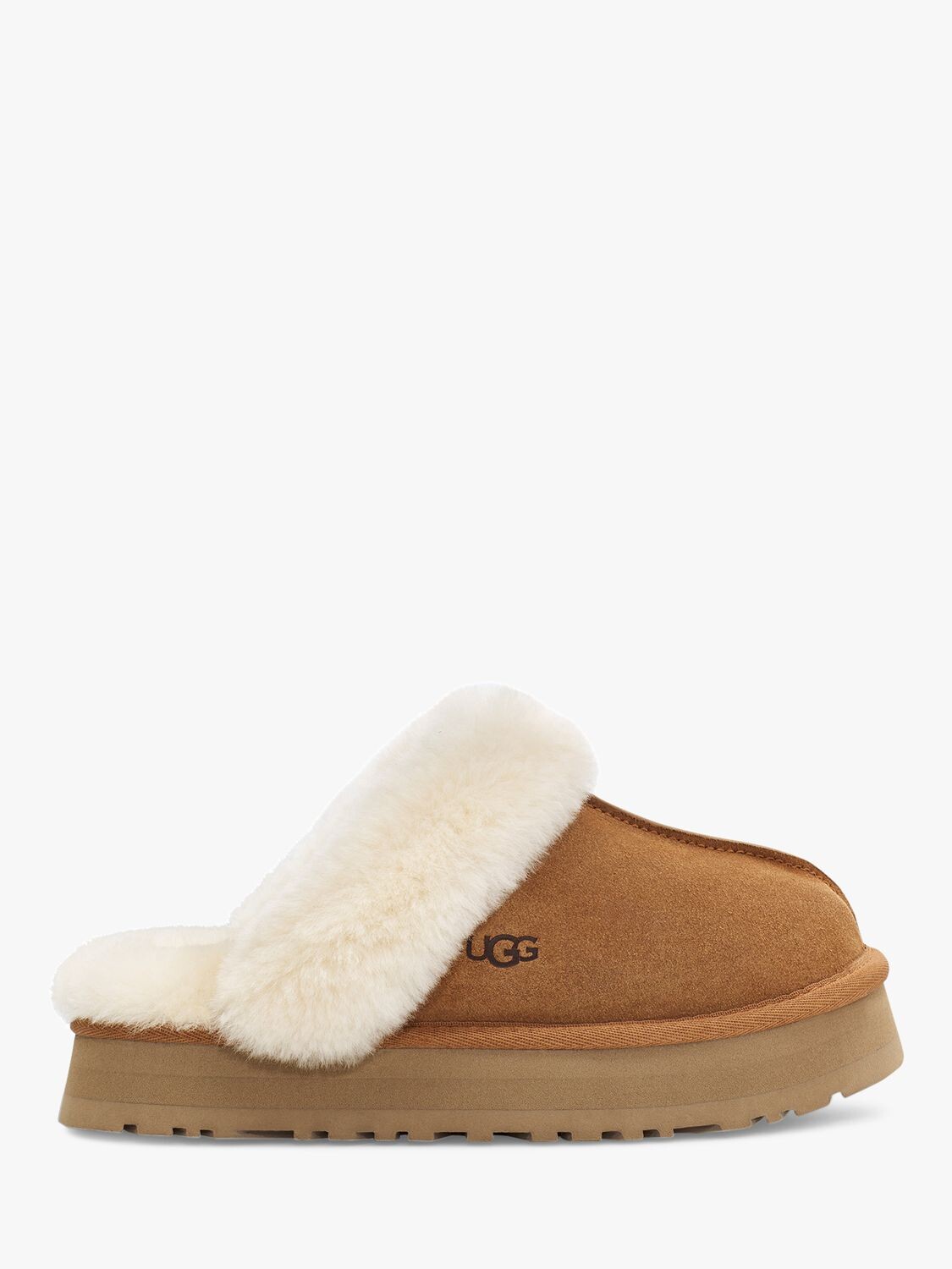 

Замшевые тапочки UGG Disquette на платформе, каштановый