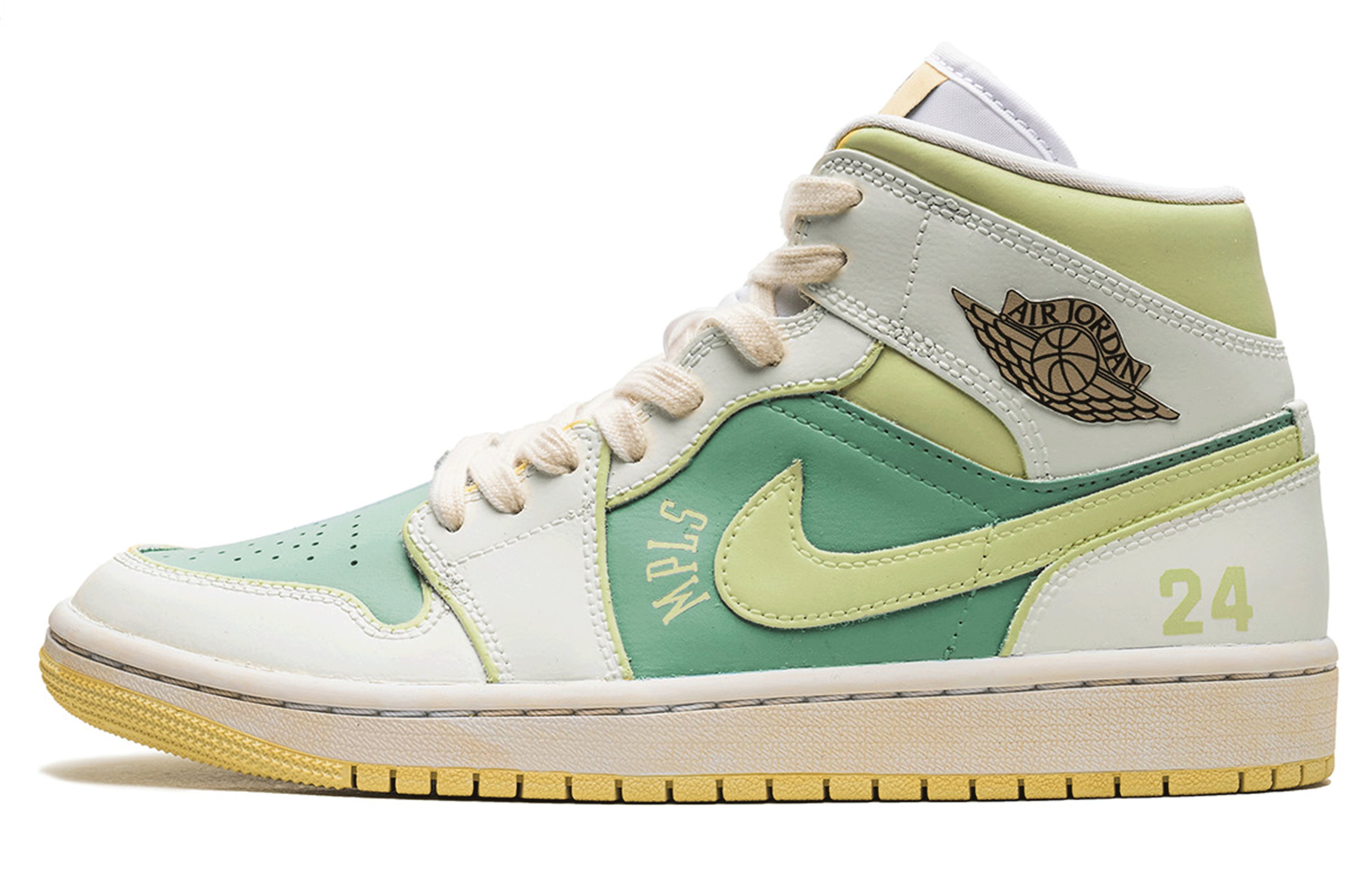 

Кроссовки Air Jordan 1 Vintage Basketball Shoes Women's Mid-top Yellow/green, зеленый