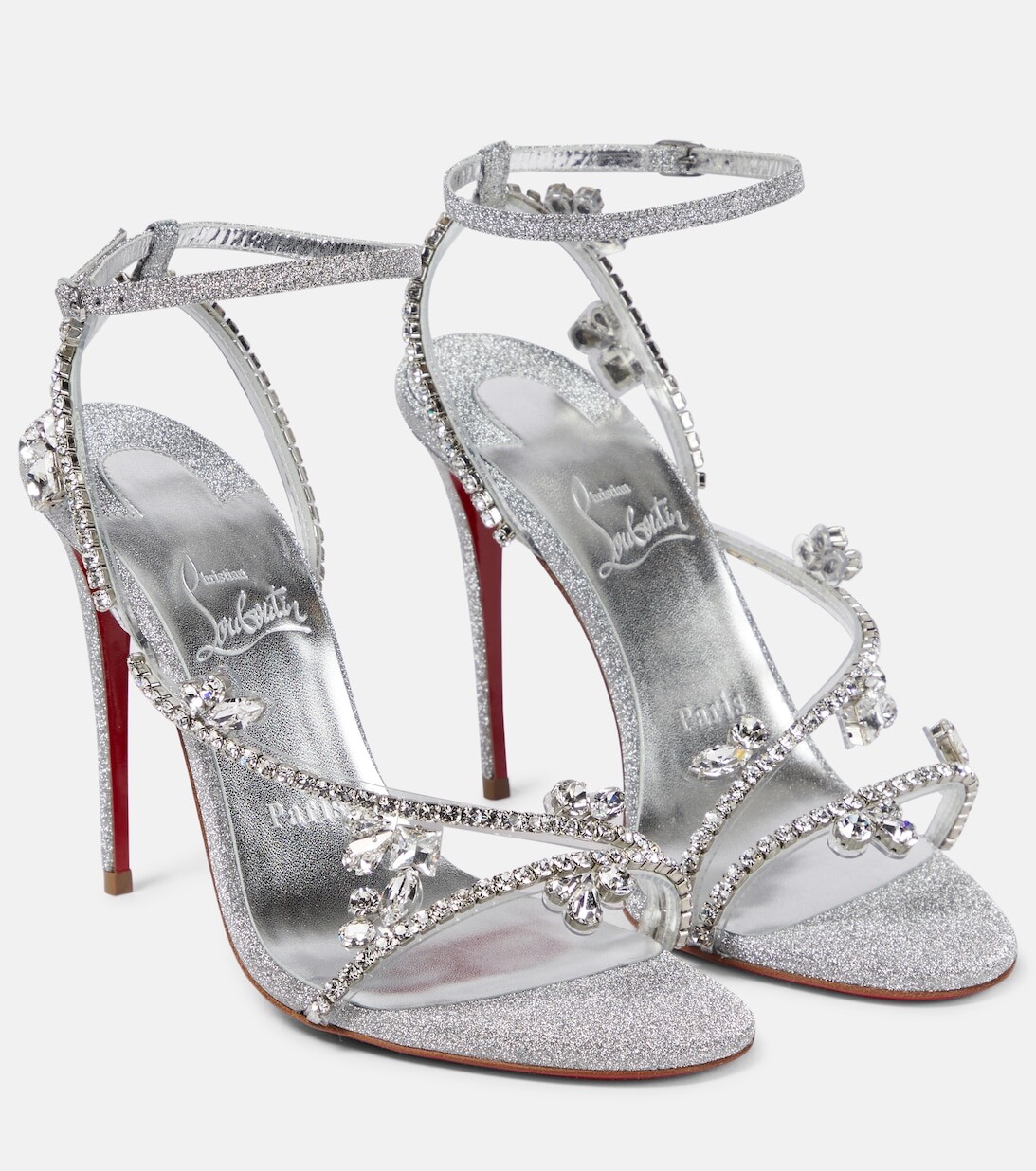 

Декорированные сандалии Joli Queen 100 Christian Louboutin, серебряный
