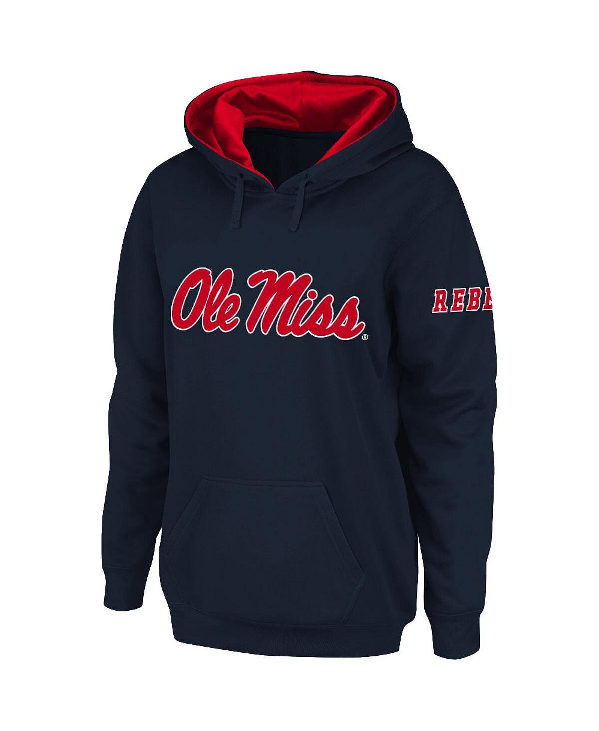 цена Женский темно-синий пуловер с капюшоном и большим логотипом Ole Miss Rebels Stadium Athletic, темно-синий