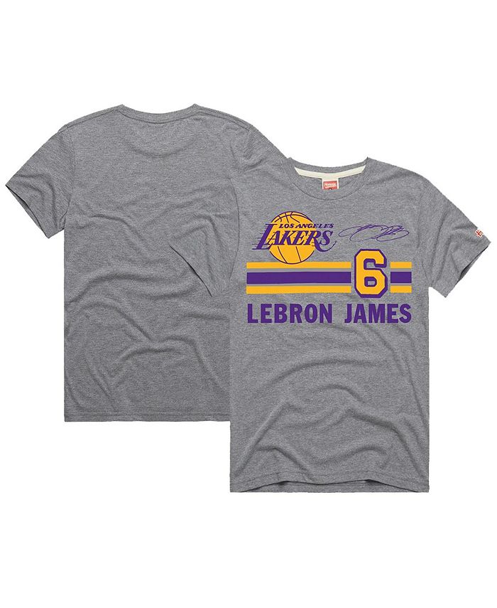 

Мужская футболка LeBron James Grey Los Angeles Lakers Number Tri-Blend Homage, серый