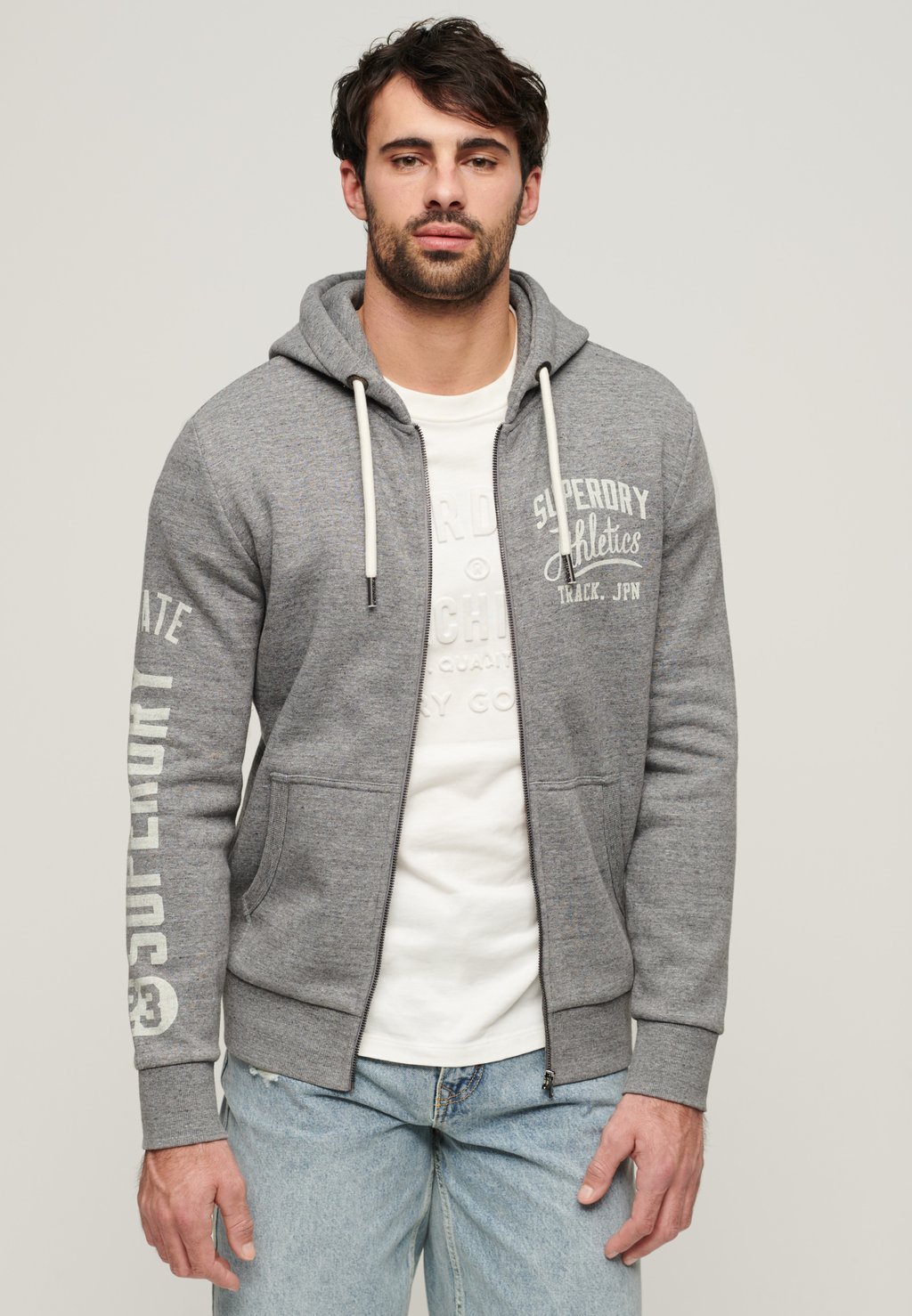 

Толстовка на молнии ATHLETIC COLLEGE GRAPHIC Superdry, серый