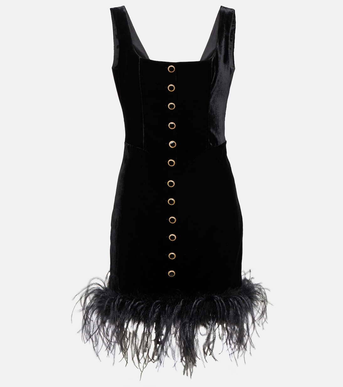 цена Бархатное мини-платье с перьями Alessandra Rich, черный