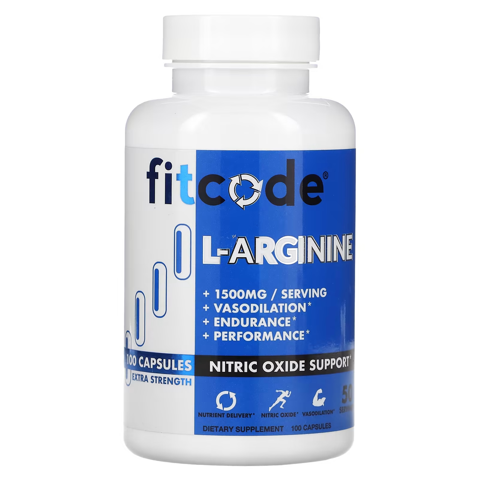 L-аргинин FITCODE,750 мг, 100 капсул l аргинин l цитруллин nutricost 750 мг 240 капсул